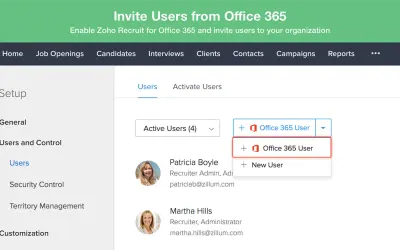 Zoho Recruit for Microsoft 365 — screenshot