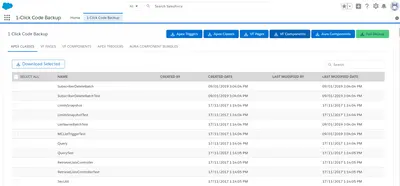 1-Click Code Backup by Wakencode for Salesforce — screenshot
