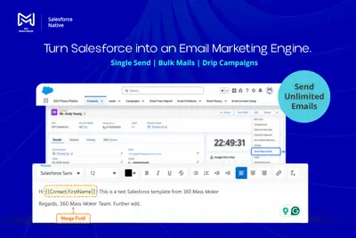360 Mass Mailer-Mass Email, Email Marketing, Email Alert, Drip Email, Native App for Salesforce — screenshot
