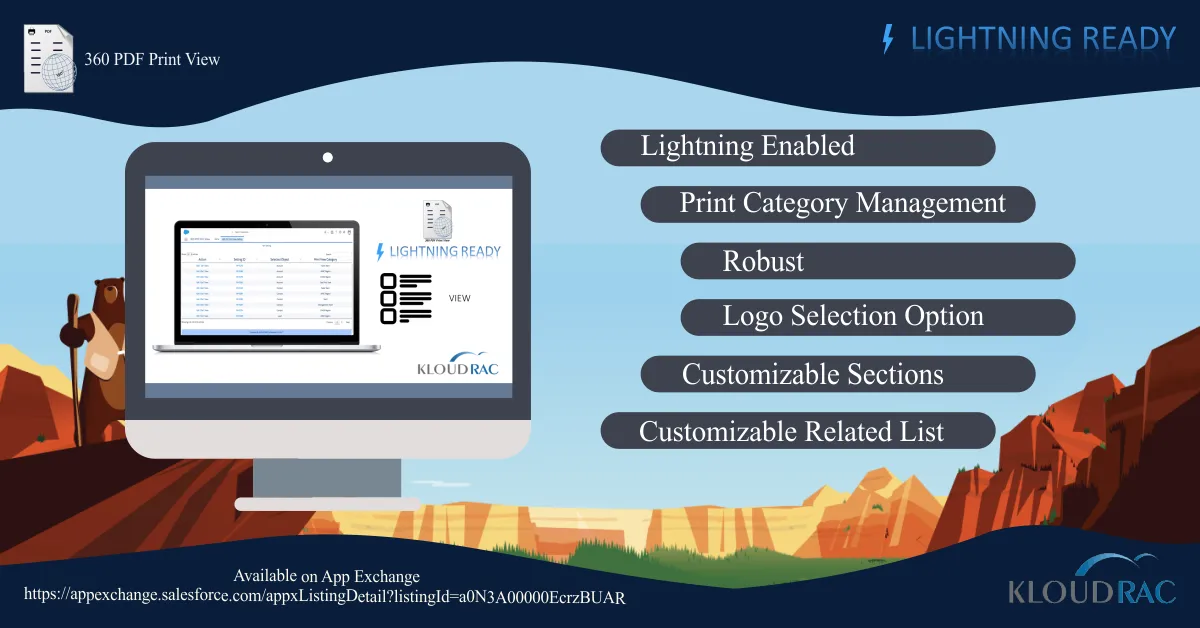 360 PDF Print View — screenshot from the Salesforce AppExchange listing