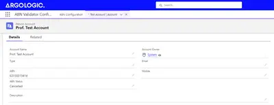 ABN Validator for Salesforce — screenshot