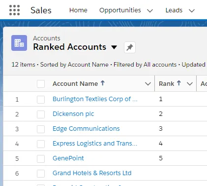 Account Ranker — screenshot from the Salesforce AppExchange listing