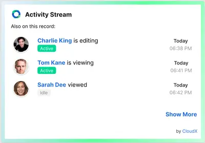 Activity Stream - Who's Viewing or Editing my Record? for Salesforce — screenshot