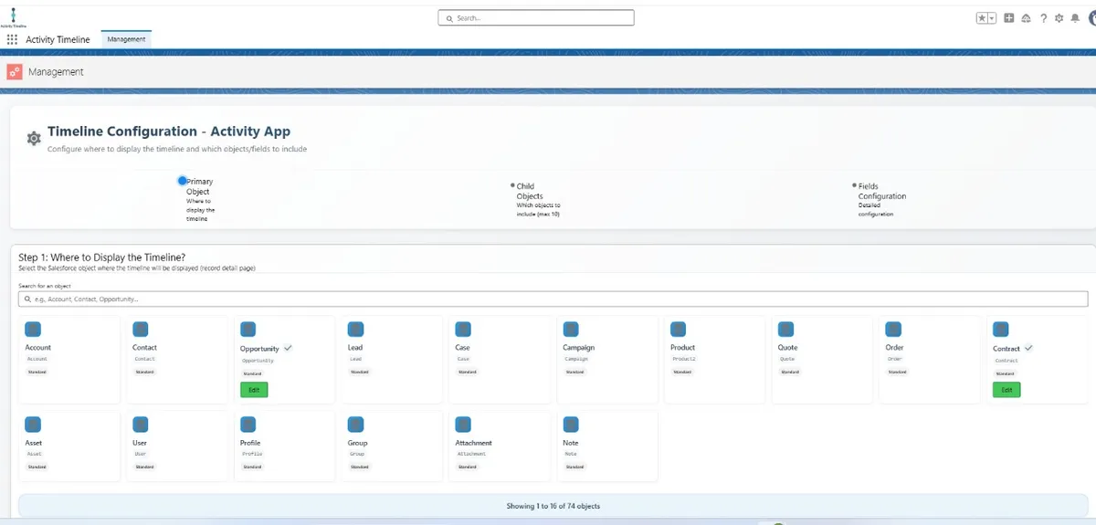 Activity Timeline — screenshot from the Salesforce AppExchange listing