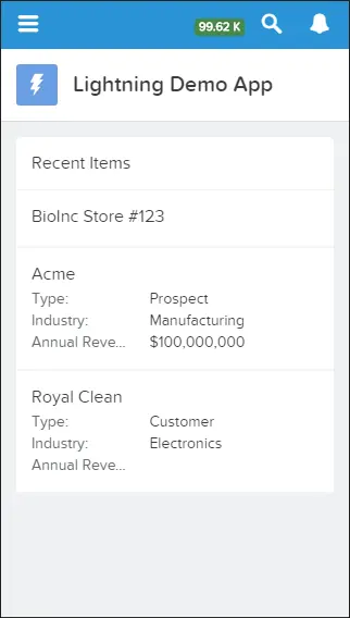Add Recent Items to Your App for Salesforce — screenshot