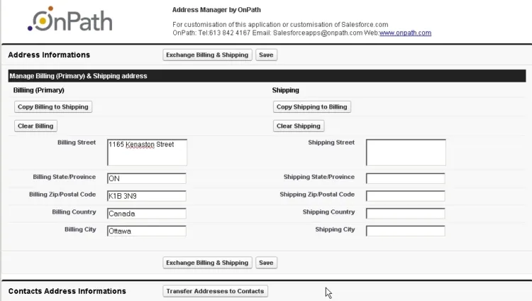 Address Manager from OnPath — screenshot from the Salesforce AppExchange listing