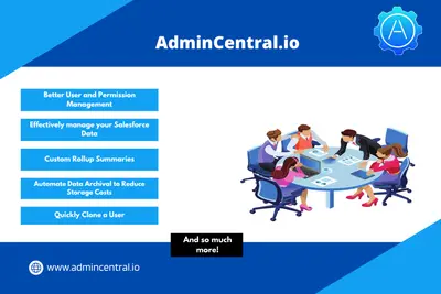 AdminCentral - User, Permissions, & Data Manager. Unlimited Roll Up Summaries! for Salesforce — screenshot