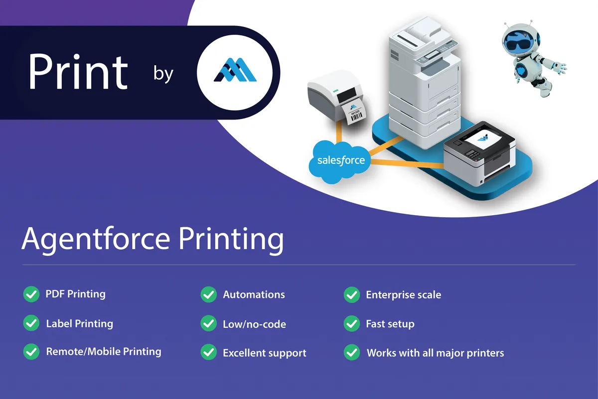 Agentforce Printing — screenshot from the Salesforce AppExchange listing