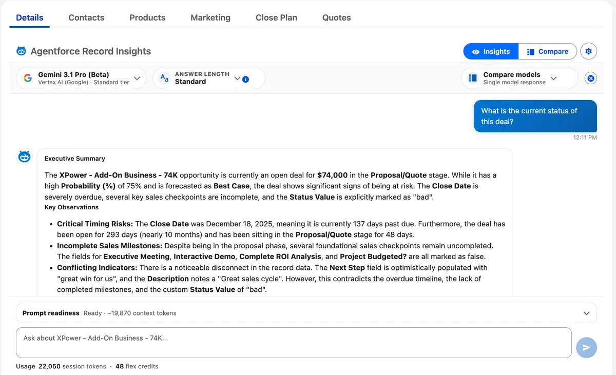 Agentforce Record Insights — screenshot from the Salesforce AppExchange listing