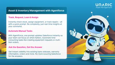 AI-Powered Assets & Inventory Built on Salesforce | Unaric Agentforce Extension for Salesforce — screenshot
