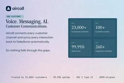 Aircall CTI for Salesforce: Calling, SMS, WhatsApp, Analytics & AI for Salesforce — screenshot
