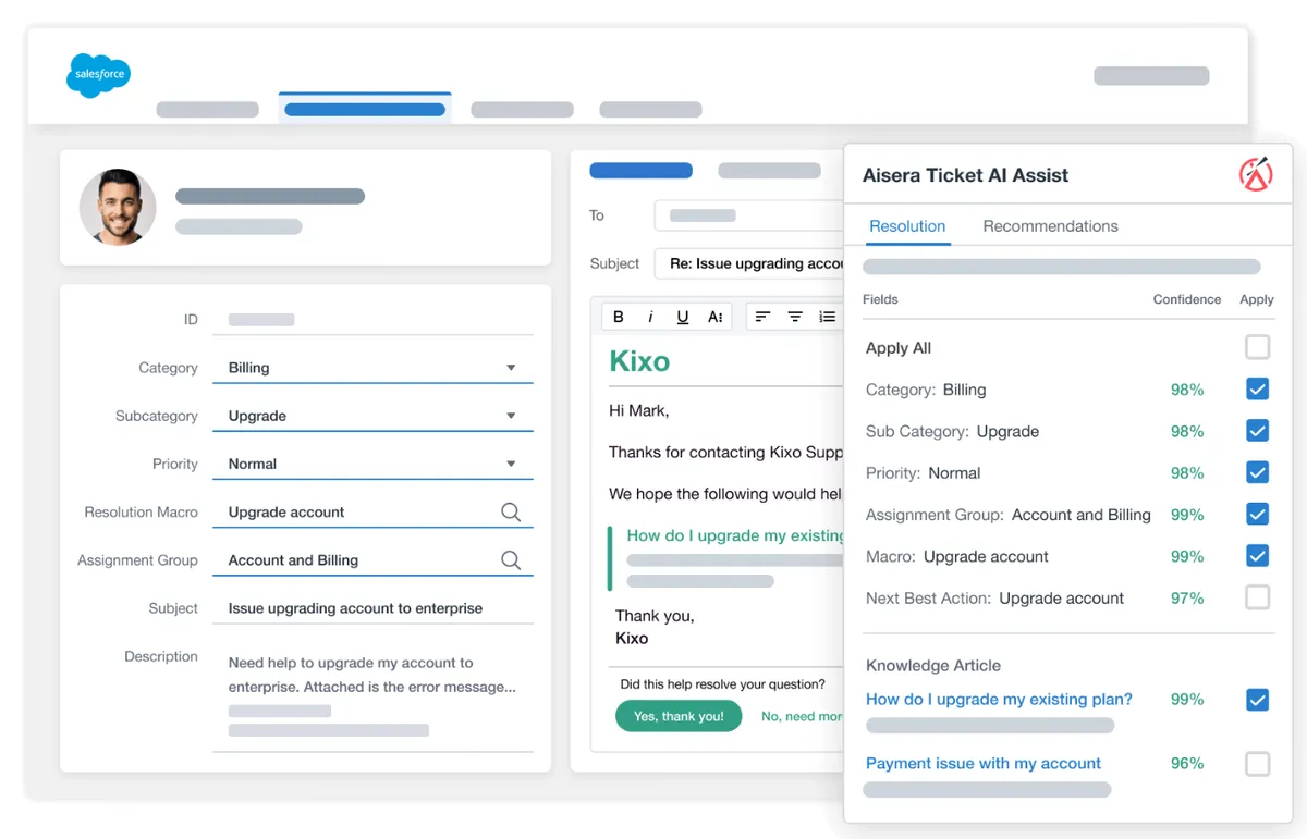 Aisera Assist — screenshot from the Salesforce AppExchange listing