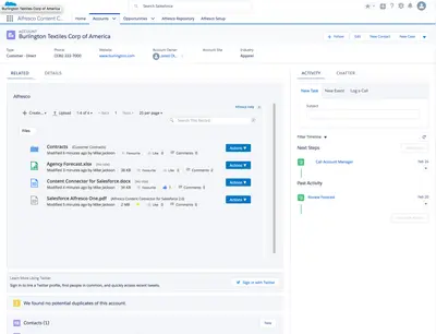 Alfresco Content Connector | Document Management for Salesforce for Salesforce — screenshot