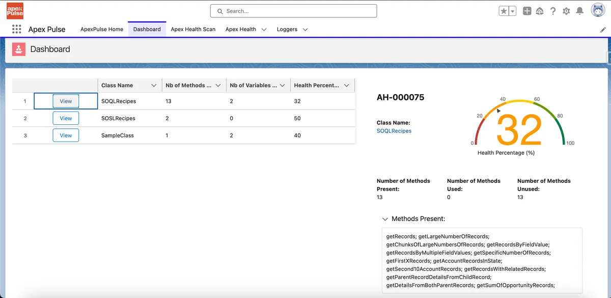 Apex Pulse — screenshot from the Salesforce AppExchange listing
