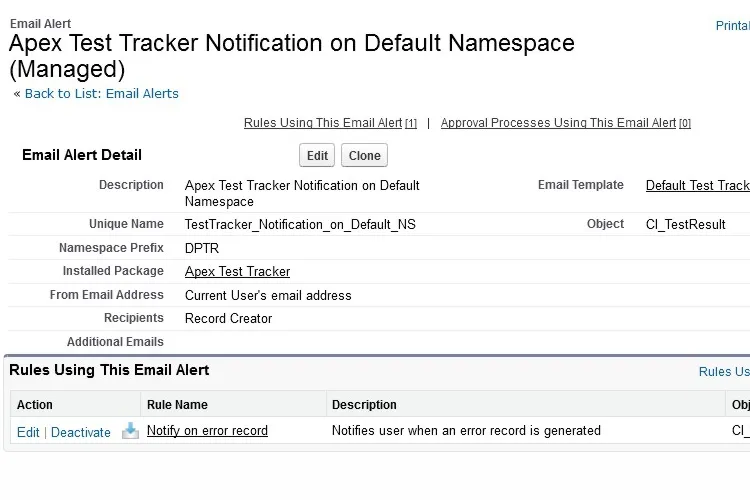 Apex Test Tracker — screenshot from the Salesforce AppExchange listing