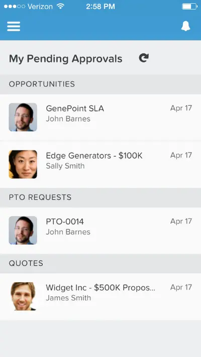 Approval Central for Salesforce1 for Salesforce — screenshot