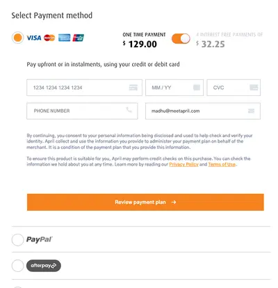 APRIL Checkout for Salesforce — screenshot