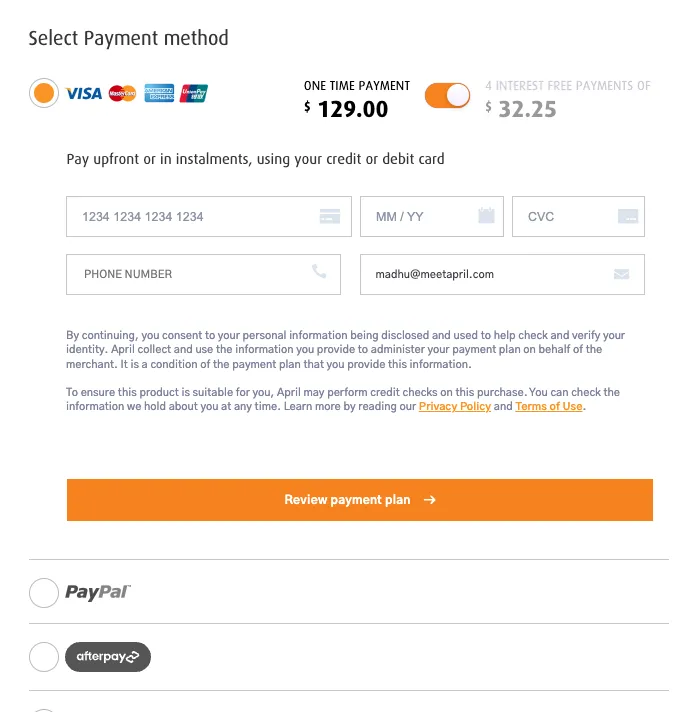 APRIL Checkout — screenshot from the Salesforce AppExchange listing