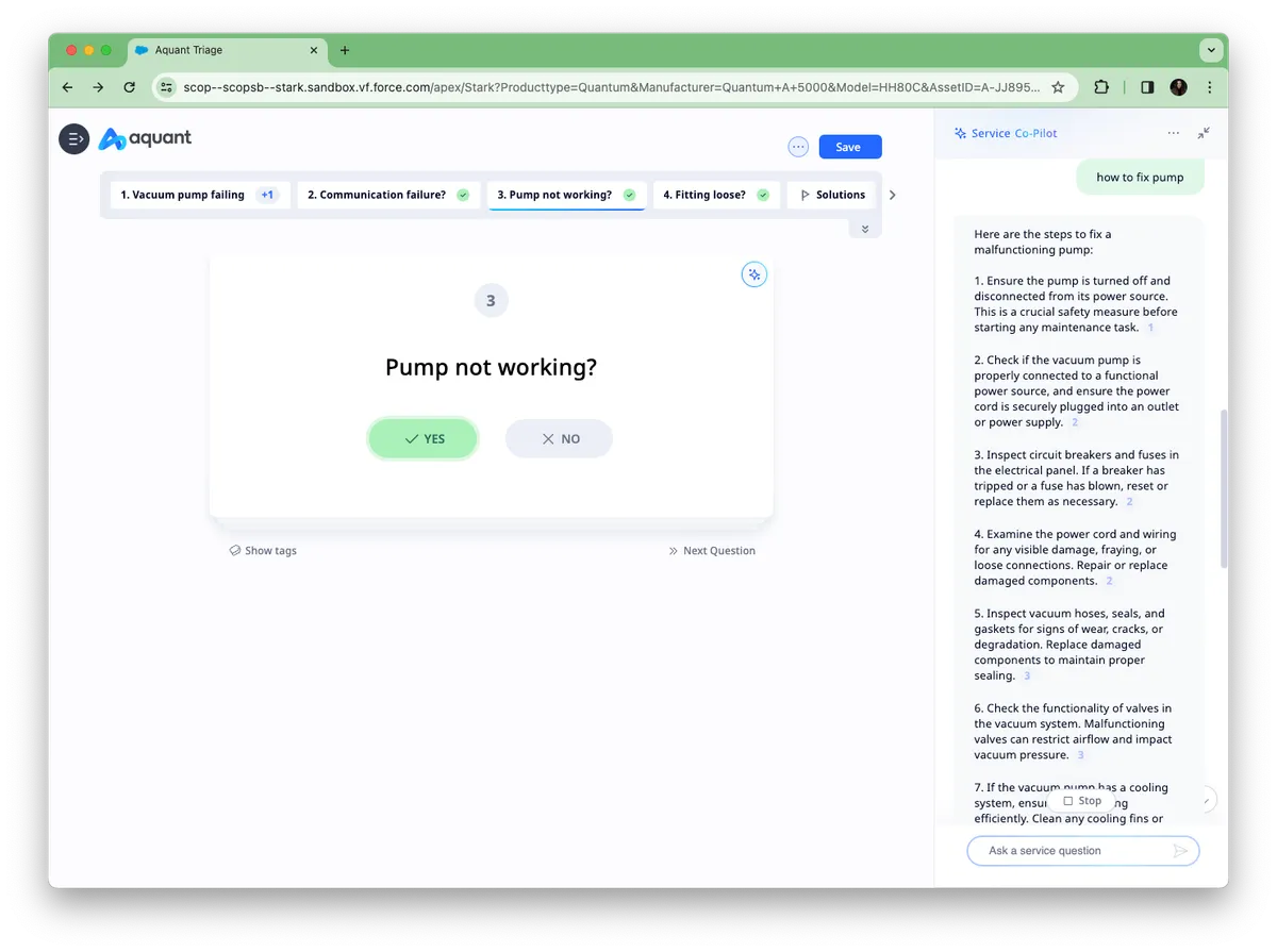 Aquant AI — screenshot from the Salesforce AppExchange listing