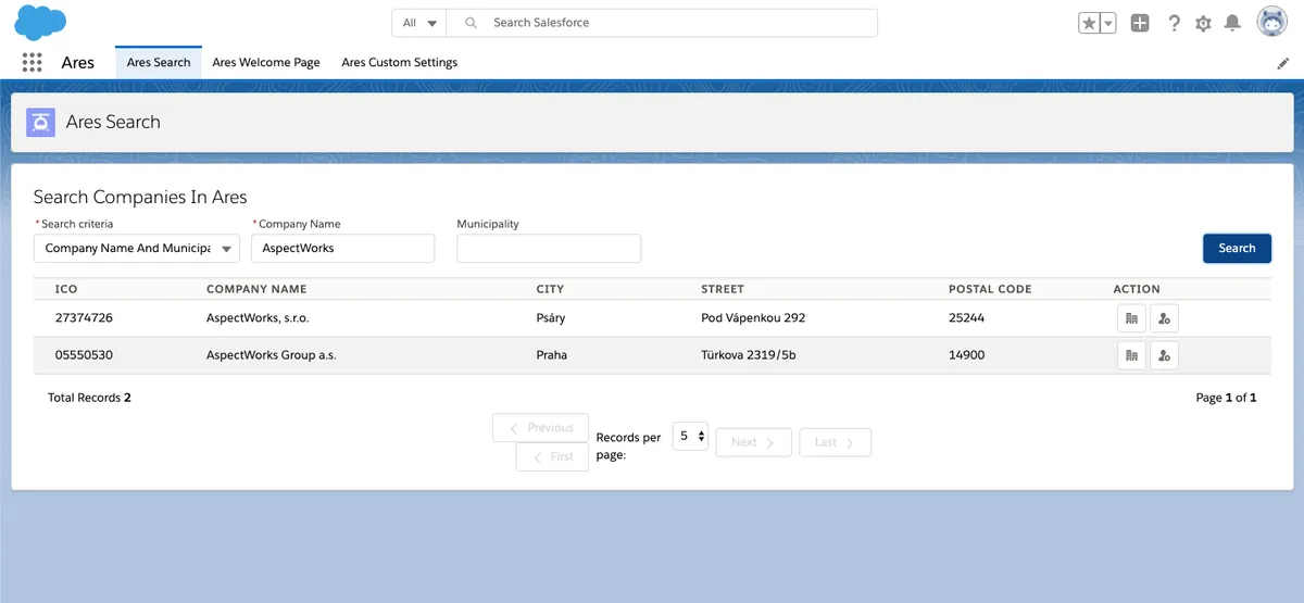 ARES Integration — screenshot from the Salesforce AppExchange listing