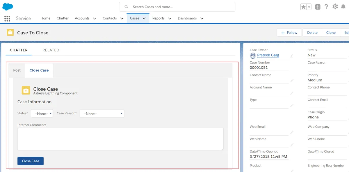 Astrea Case Close — screenshot from the Salesforce AppExchange listing