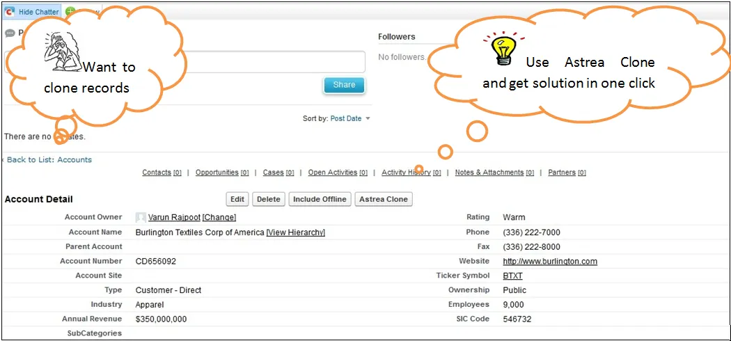 Astrea Clone — screenshot from the Salesforce AppExchange listing