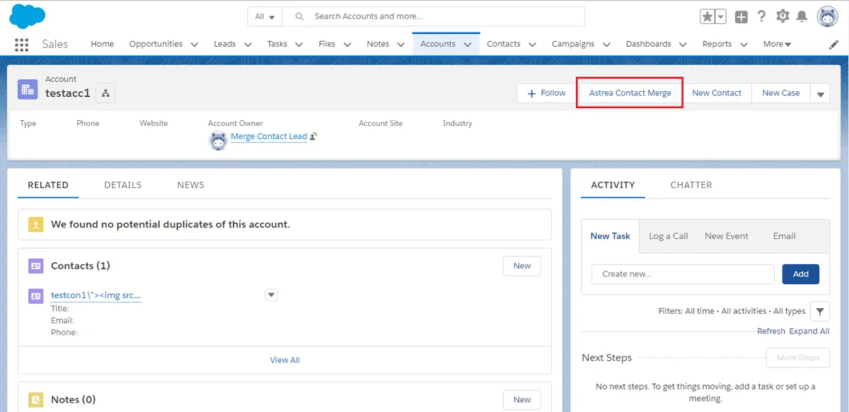 Astrea Contact Lead Merge — screenshot from the Salesforce AppExchange listing
