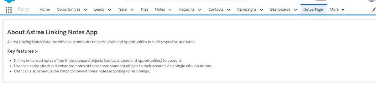 Astrea Lightning Linking Notes — screenshot from the Salesforce AppExchange listing