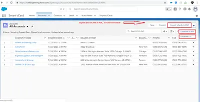 Astrea Smart vCard for Salesforce — screenshot