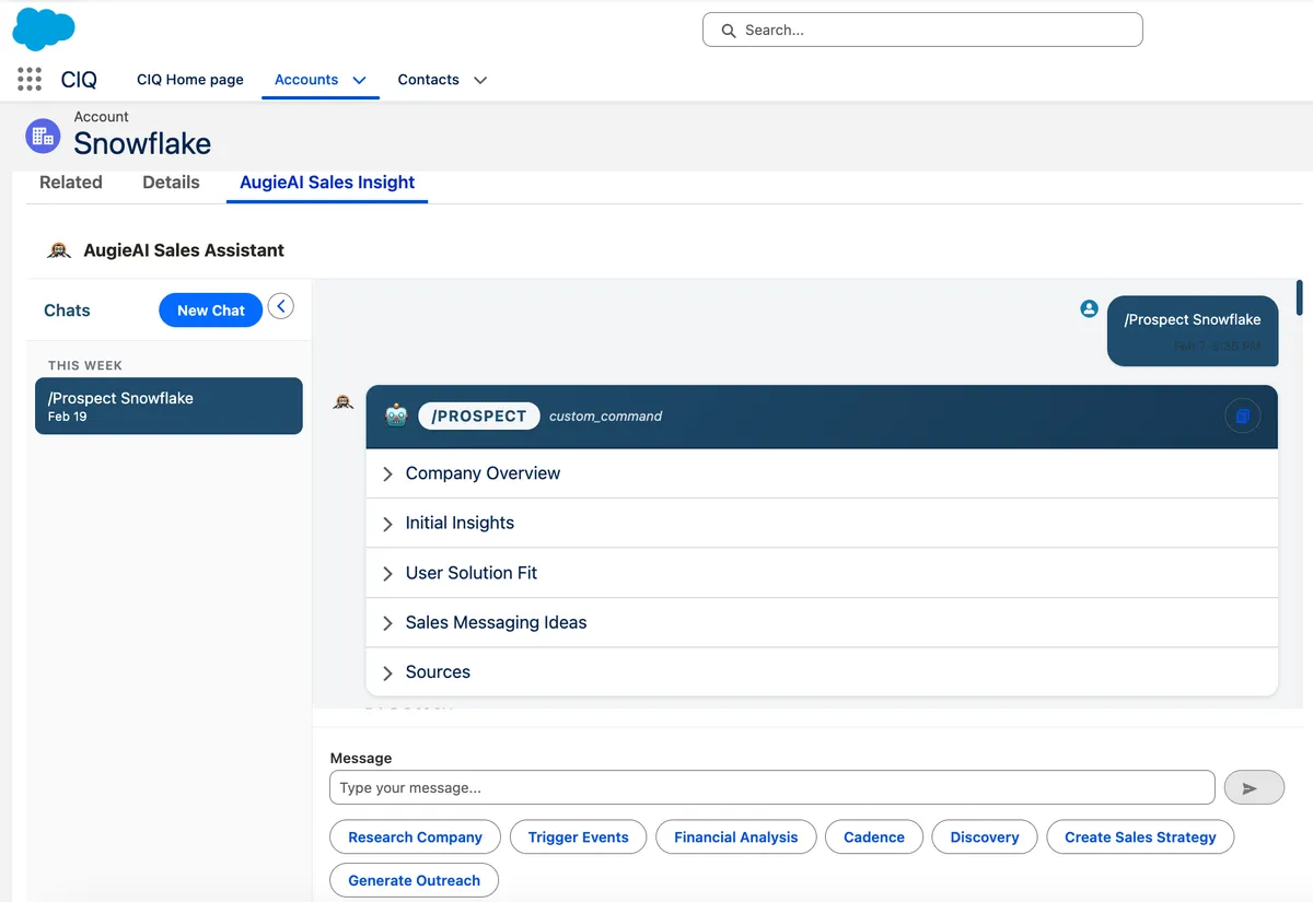 AugieIQ — screenshot from the Salesforce AppExchange listing