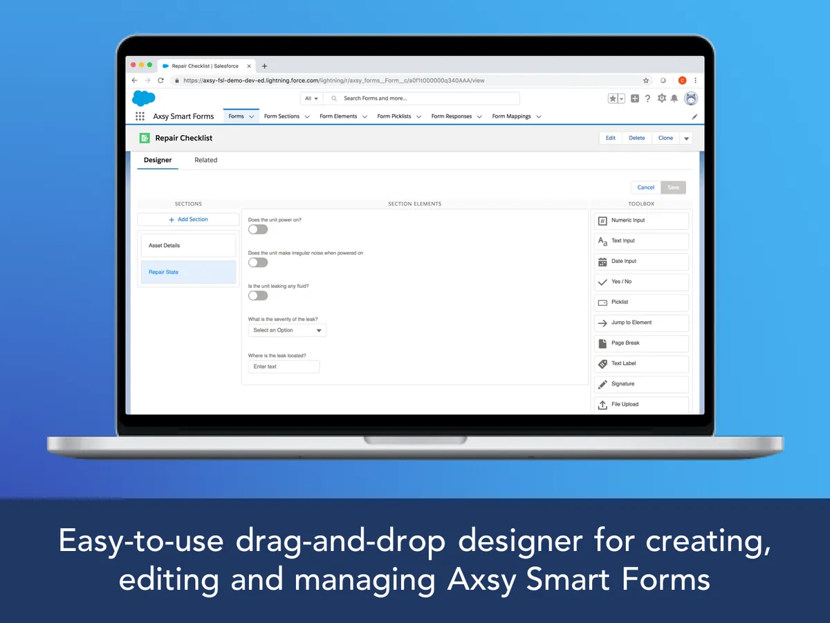 Axsy Smart Forms — screenshot from the Salesforce AppExchange listing