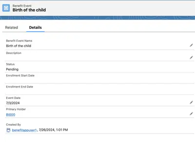 Benefits Administration App for Salesforce — screenshot