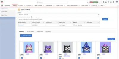 BirdFlow Blockchain Explorer for Smart Contracts, Crypto Wallets & Token / NFT for Salesforce — screenshot