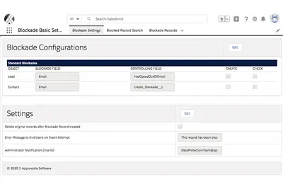 Blockade Basic by Approvable Software for Salesforce — screenshot