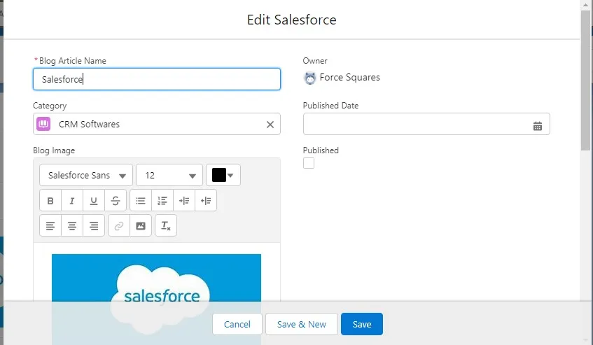 Blog Application — screenshot from the Salesforce AppExchange listing