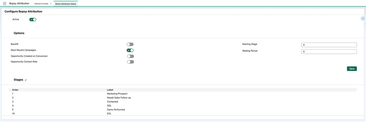 Bopsy Attribution — screenshot from the Salesforce AppExchange listing