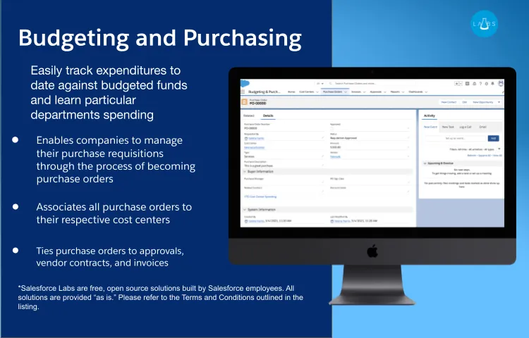 Budgeting and Purchasing — screenshot from the Salesforce AppExchange listing