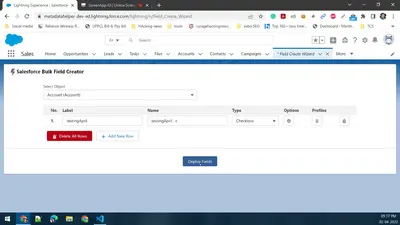 Bulk Field Creator - MetaHelper for Salesforce — screenshot