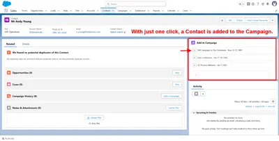 Campaign Member Wizard: One-click add to Campaign for Salesforce — screenshot