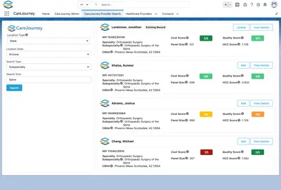 CareJourney Provider Performance for Salesforce — screenshot