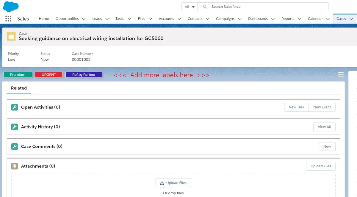 Case Labels — screenshot from the Salesforce AppExchange listing