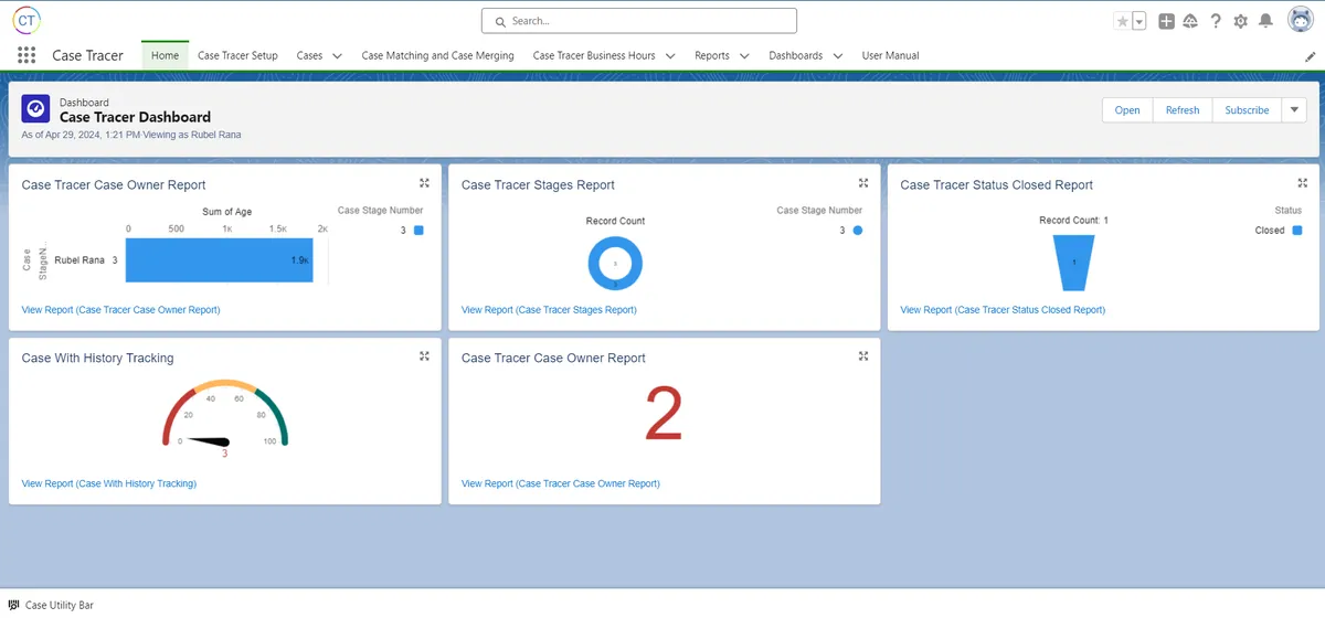 Case Tracer — screenshot from the Salesforce AppExchange listing