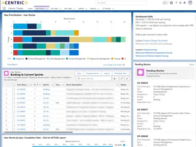 Centric Tickets: Project Management Tool for Sales Cloud and Service Cloud for Salesforce — screenshot
