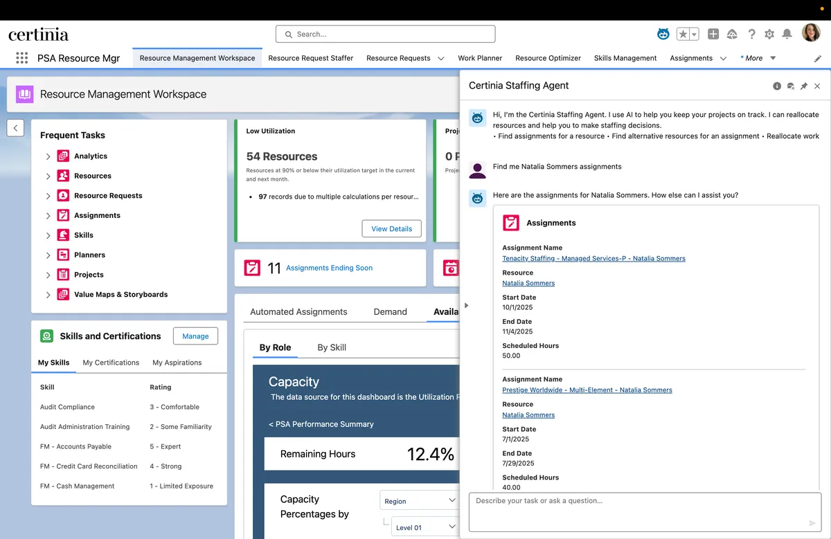 Certinia Staffing Agent — screenshot from the Salesforce AppExchange listing