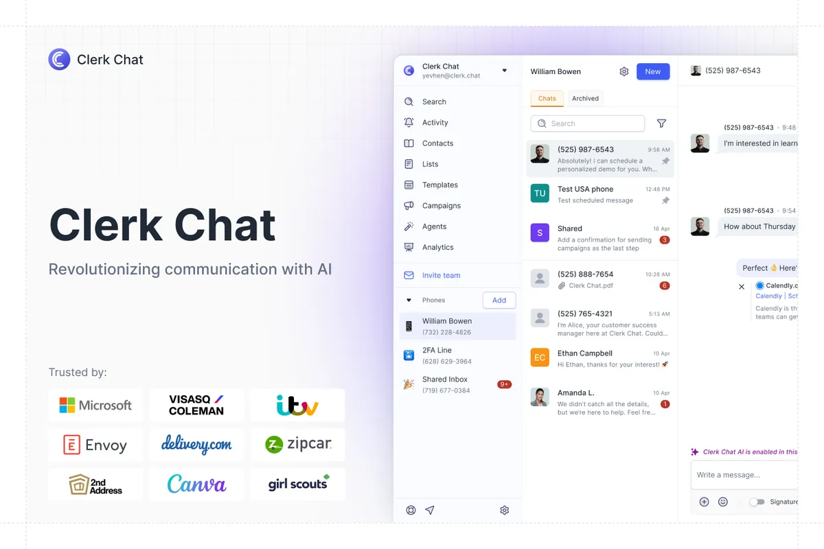 Clerk Chat — screenshot from the Salesforce AppExchange listing