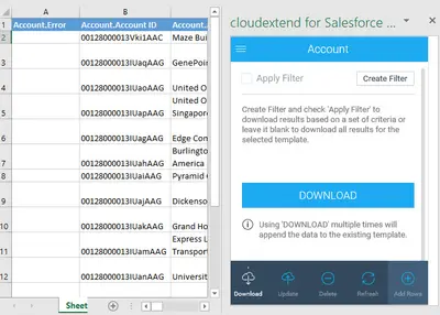 CloudExtend ExtendInsights: Excel Salesforce Integration for Salesforce — screenshot