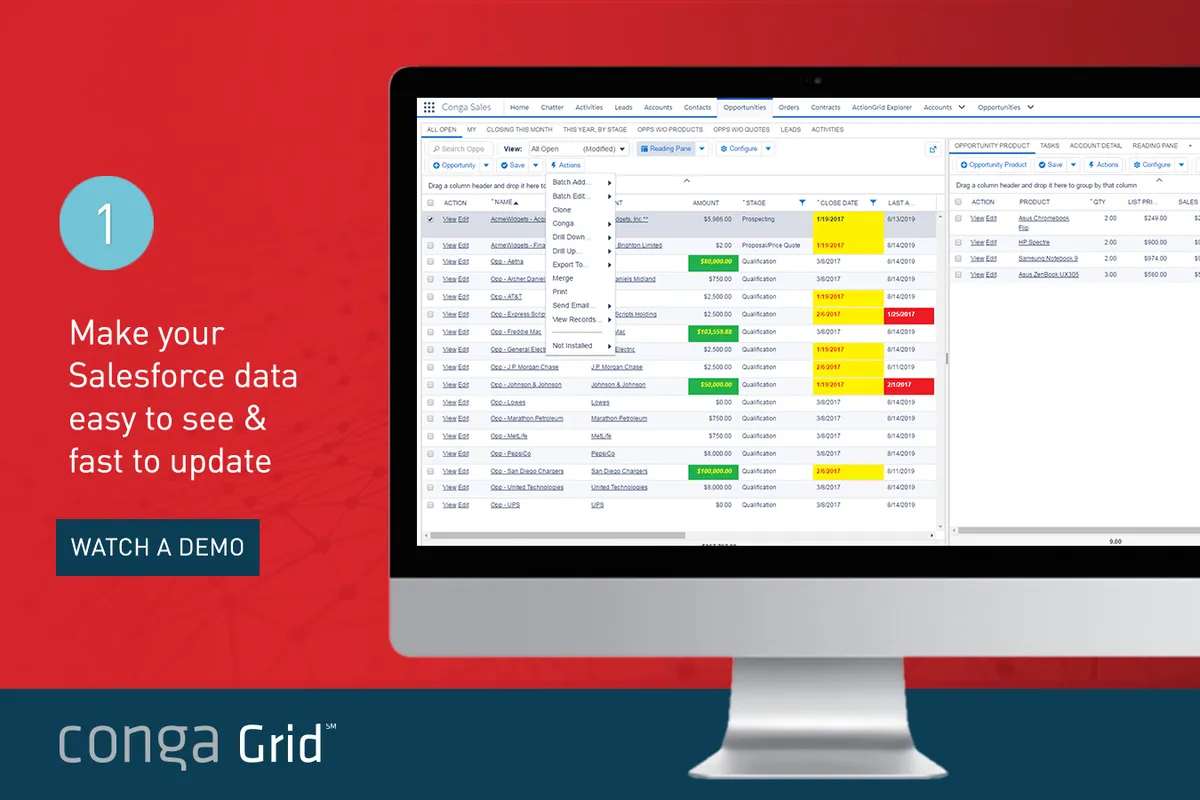 Conga Grid | Simplify data management — screenshot from the Salesforce AppExchange listing
