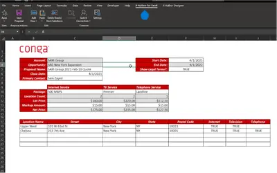 Conga X-Author for Excel | Microsoft Office & Excel Connector for Salesforce — screenshot