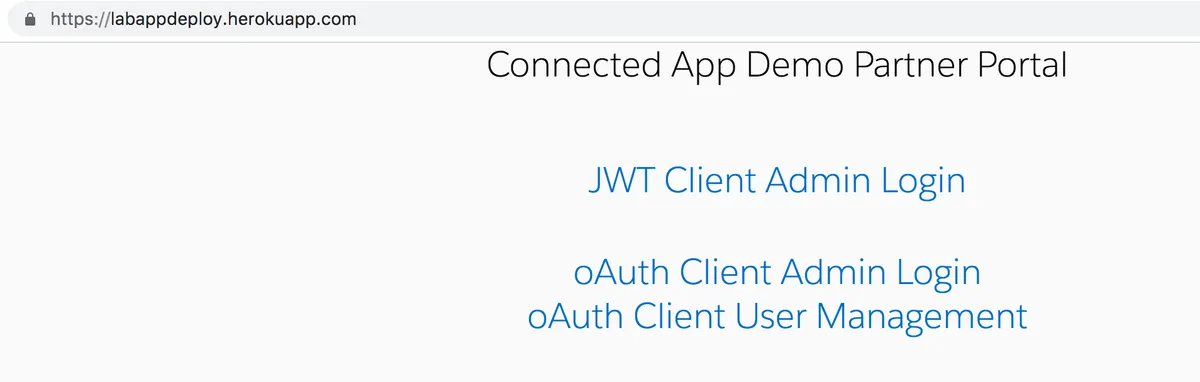 ConnectedAppDemo — screenshot from the Salesforce AppExchange listing