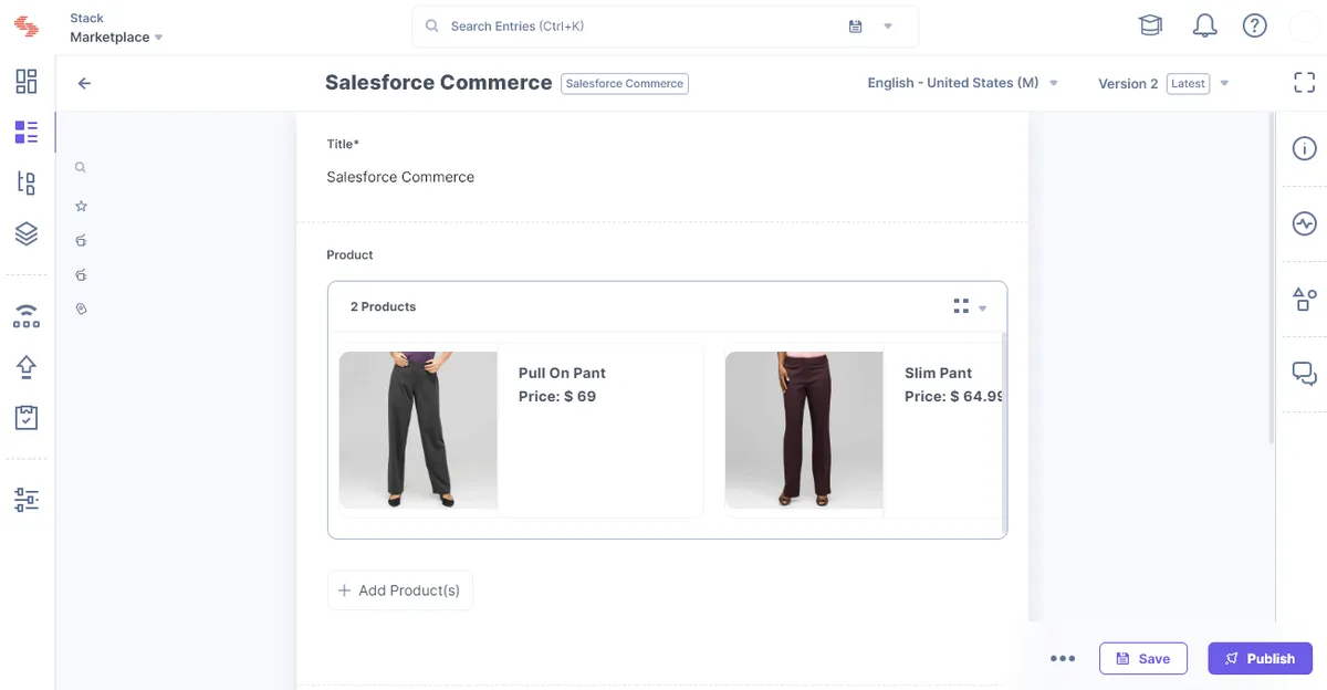Contentstack for e-commerce — screenshot from the Salesforce AppExchange listing